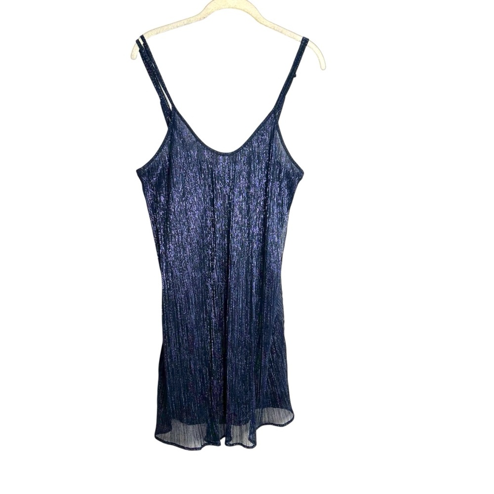 NWT Lush Sheer Metallic Navy Slip Dress SZM